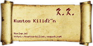 Kustos Kilián névjegykártya